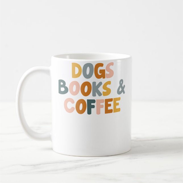 Caneca De Café Cães Livros E Café (Esquerda)