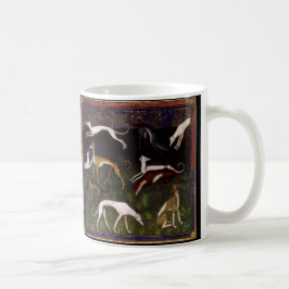 Caneca De Café Cães medievais do galgo nas madeiras profundas
