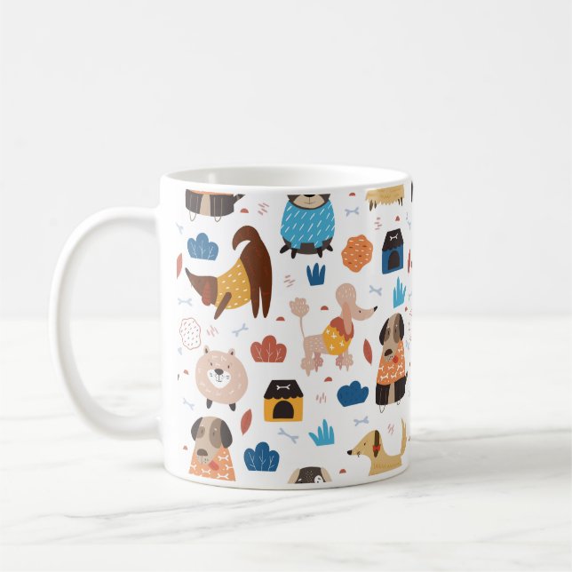 Caneca De Café Cães modernos e bonitos (Esquerda)