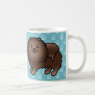 Caneca De Café Cães Pomeranianos Casaco castanhos em azul