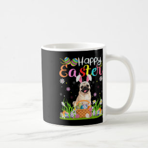 Caneca De Café Cães Pug Feliz Páscoa Caça ao Ovo Orelha de Coelho
