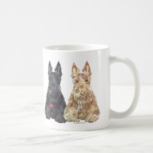 Caneca De Café Cães Scottie Trigo e Preto