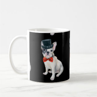 Caneca De Café Cães vermelhos do laço do chapéu alto do buldogue