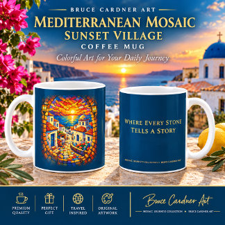 Caneca De Café Café Aldeia do Pôr do Sol Mosaico Mediterrâneo