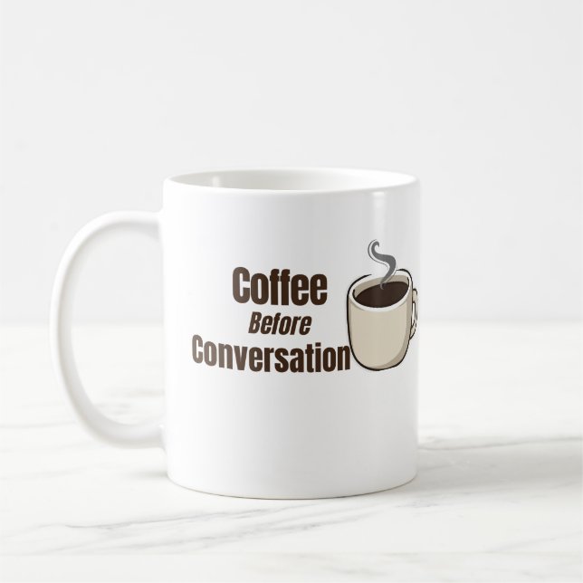 Caneca De Café Café Antes da Conversa Citação Divertida de Café (Esquerda)