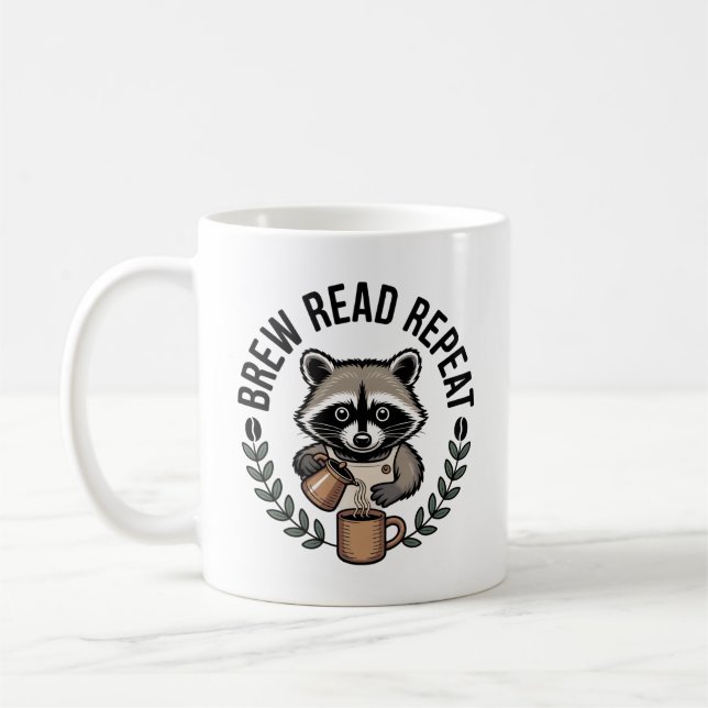 Caneca De Café Café Autumn Brown Raccoon (Esquerda)