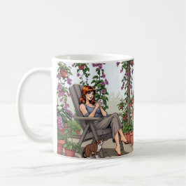 Caneca De Café Café Bebendo bonito, Cachorro e Plantas