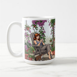 Caneca De Café Café Bebendo bonito, Cachorro e Plantas