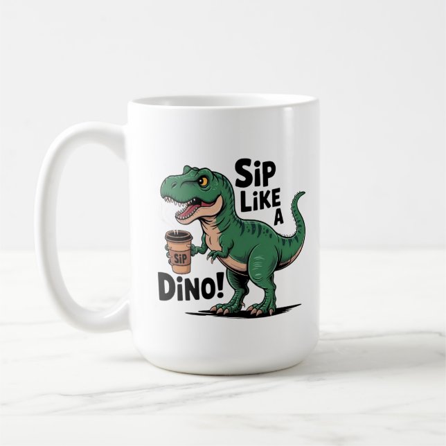 Caneca De Café café bebendo dinossauro (Esquerda)