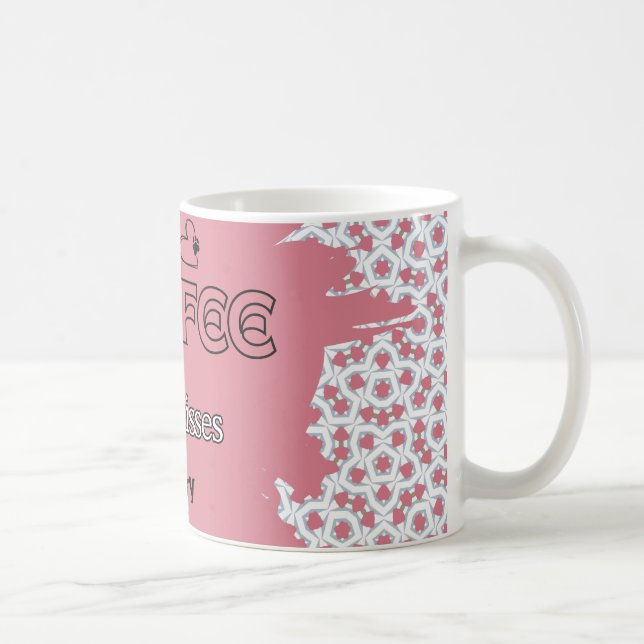Caneca De Café CAFÉ & BEIJOS DE CÃO rosa e azul (Direita)