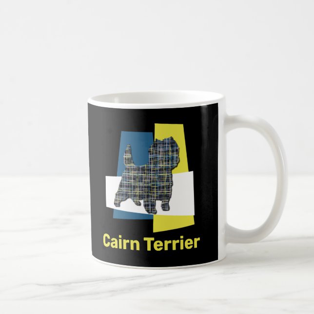 Caneca De Café Café Cairn Terrier Dog Yellow & Black Grid Line (Direita)