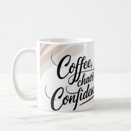 Caneca De Café Café, Caos e Confiança - Aquarela Artística