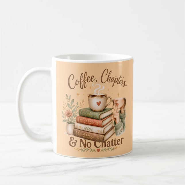 Caneca De Café Café, Capítulos e Introvertido Livresco Sem Conver (Esquerda)