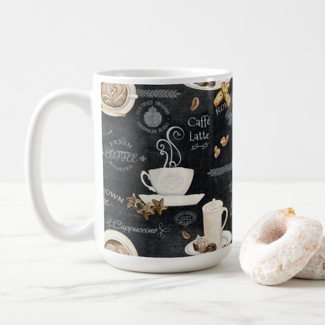Caneca De Café Café Cappucccino Mocha Typografia Art Decoupage (Com Donut)