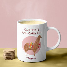 Café Carregue na Llama Alpaca Animal Desenhado à M