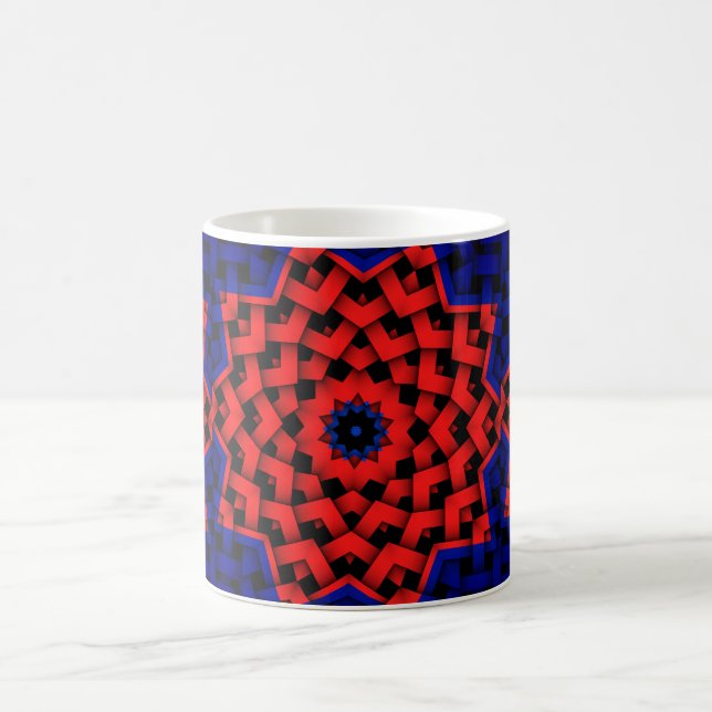 Caneca De Café Café Chá Estrela Círculo Padrão Geométrico Vermelh (Centro)