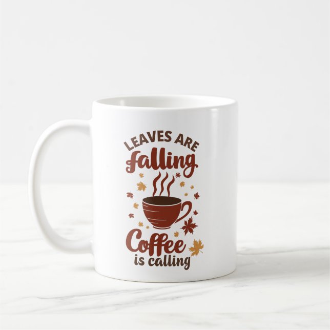 Caneca De Café Café Chamando Folhas de Outono (Esquerda)