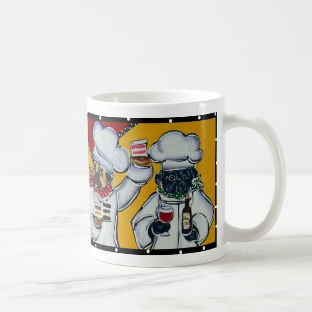 Caneca De Café Café Chef Pug Caneca (Direita)