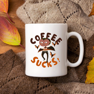 Caneca De Café "Café Chupa!" Engraçado Vampiro Halloween Mug