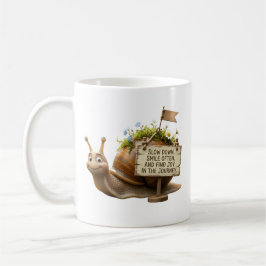 Caneca De Café Café Clássico com Caracol Fofo e Citação Motivacio