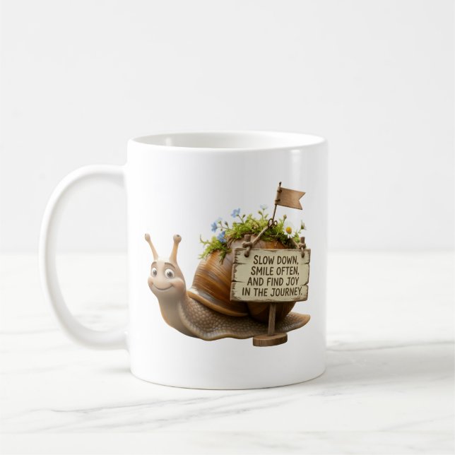 Caneca De Café Café Clássico com Caracol Fofo e Citação Motivacio (Esquerda)