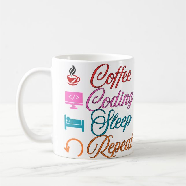 Caneca De Café Café Codificação Sono Repetir - Programador  (Esquerda)