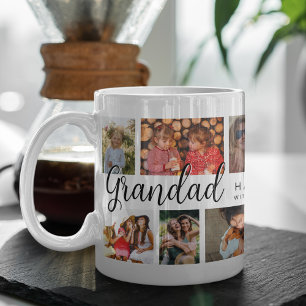 Caneca De Café Café com Colagem de 12 Fotos do Avô Personalizado