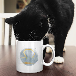 Caneca De Café Café com Design de Zódia em Aquarela Personalizáve