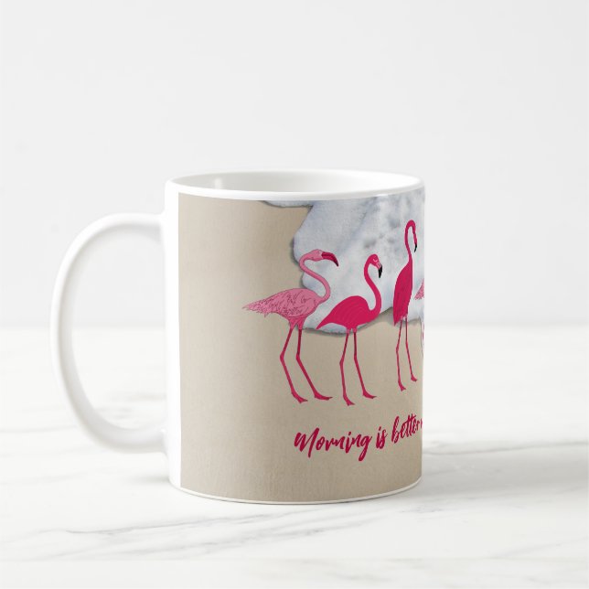 Caneca De Café Café Com Flamingos - Dizendo Personalizado (Esquerda)