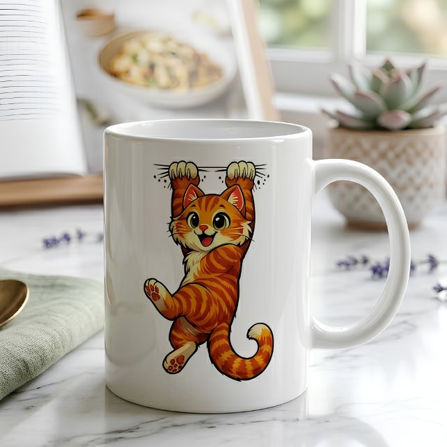 Caneca De Café Café com Gato Laranja Fofo (Criador carregado)
