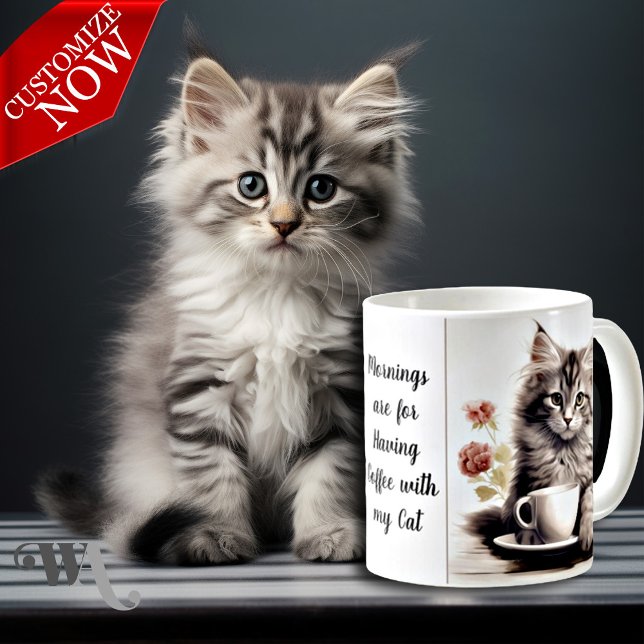Caneca De Café Café com meu gato (Easy to Customize with your text)