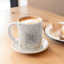 Café com nome personalizado de mármore preto e bra