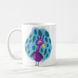 Caneca De Café Café com padrão de folha abstrata de pavão roxo fo