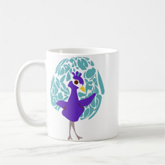 Caneca De Café Café com padrão de folha abstrata de pavão roxo fo