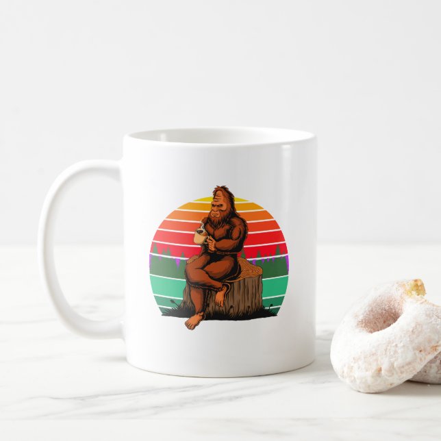 Caneca De Café Café Com Presente Engraçado De Sasquatch Bigfoot (Com Donut)