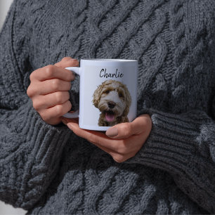Caneca De Café Café com Retrato Personalizado do Cachorro e Nome