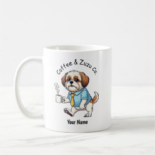 Caneca De Café Café com Terno de Negócios de Cachorro Shih Tzu En
