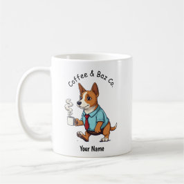 Caneca De Café Café com Terno de Negócios de Cão Basenji Engraçad