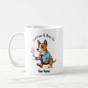 Caneca De Café Café com Terno de Negócios de Cão Basenji Engraçad