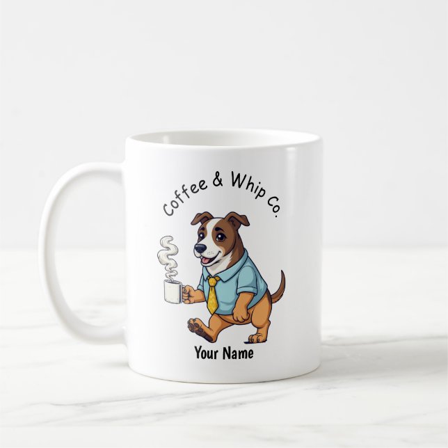 Caneca De Café Café com Terno de Negócios de Whippet Engraçado  (Esquerda)