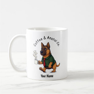 Caneca De Café Café com Terno de Negócios Engraçado do Cão Pastor