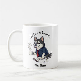 Caneca De Café Café com Terno de Negócios Engraçado do Malamute d