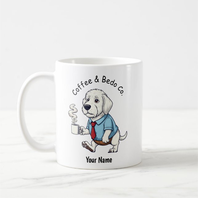 Caneca De Café Café com Terrier Bedlington Engraçado de Terno  (Esquerda)