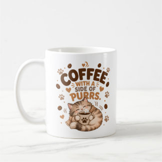 Caneca De Café Café com um Lado de Ronronares Gato Malhado Engraç