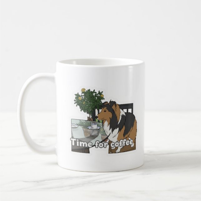 Caneca De Café Café com um sheltie (Esquerda)