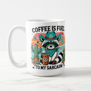 Caneca De Café Café Combustível Sarcasmo Funny Raccoon