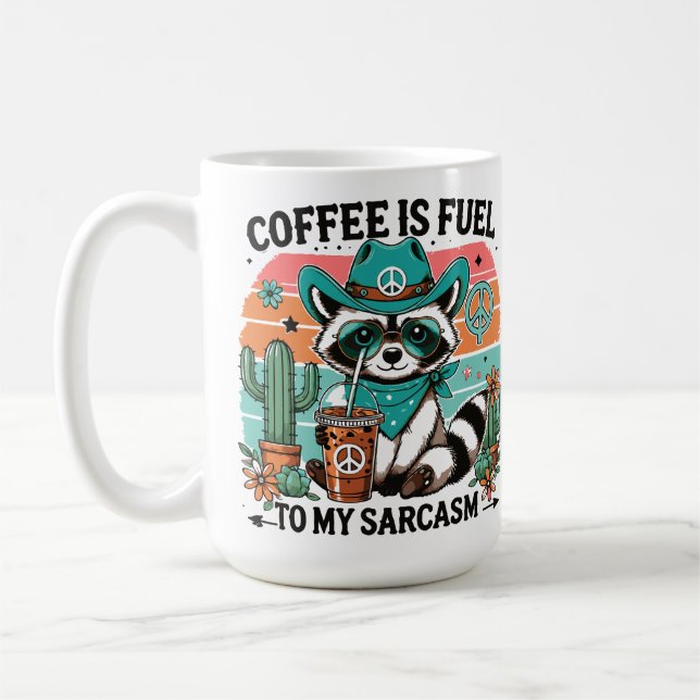 Caneca De Café Café Combustível Sarcasmo Funny Raccoon (Esquerda)