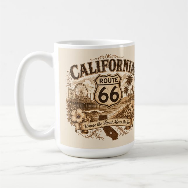 Caneca De Café Café Corner da Rota 66 da Califórnia (Esquerda)