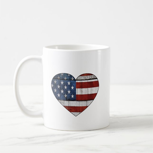 Caneca De Café Café Cup: USA Flag Heart (Esquerda)