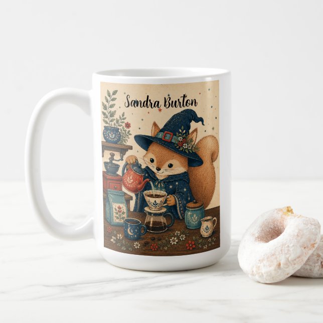 Caneca De Café Café da Bruxa Esquilo (Com Donut)